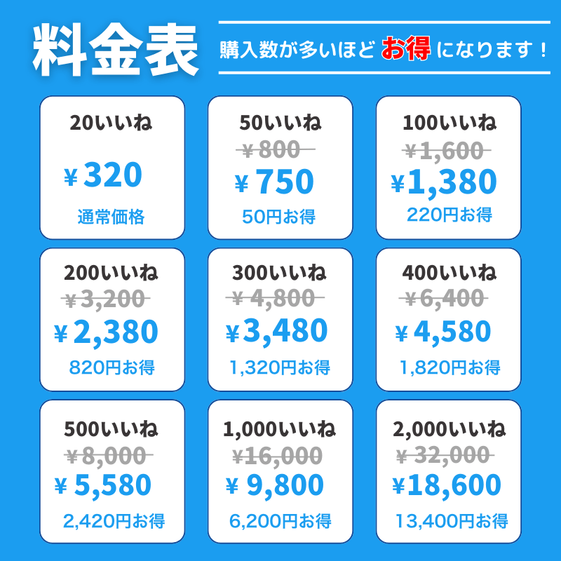 Twitter(X)日本人いいねの料金表